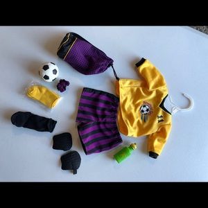 American girl doll soccer outfit and accessories
